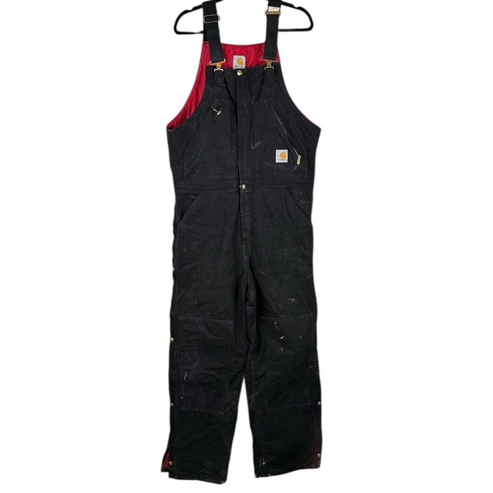 Carhartt Men's Black Arctic Dungarees Yukon Extremes Zip Front Overall Sz 36x34